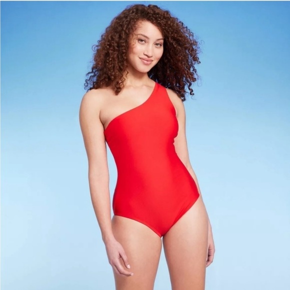 Kona Sol Other - Kona Sol One-Shoulder Red One Piece Swimsuit NWT